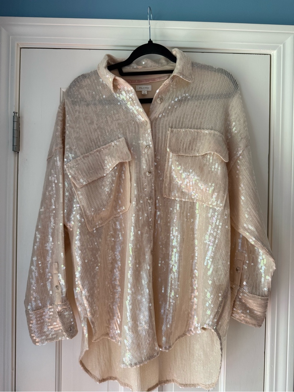 NWOT Anthropologie Pilcro Sequin Button-Up Blouse ✨Sz Small